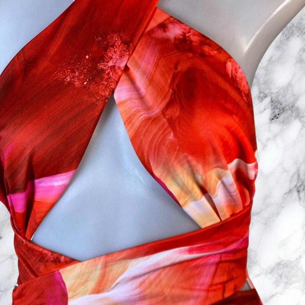 Superdown Pixie Halter Midi Dress - Pink Multi - image 8